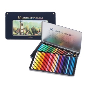 문화 일반색연필 틴케이스 60색 전문가용/학생용색연필 미술색연필 색연필세트
